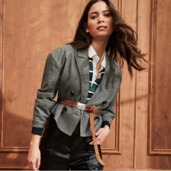 Veronica Beard Sybille Houndstooth Wool blend Cropped Jacket Blazer size 2 - Picture 3 of 16